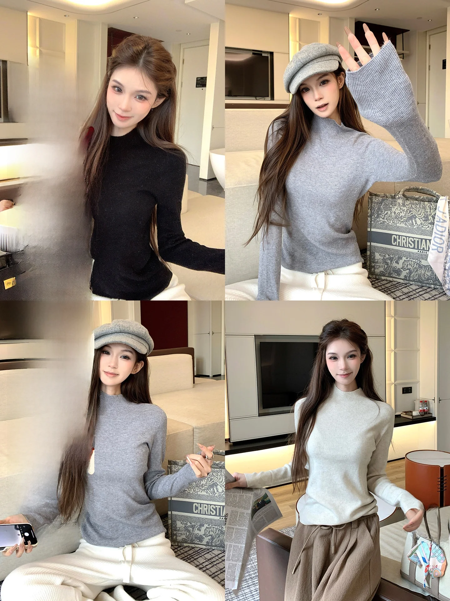 Sweet Simp Pie mat Diary Color f High Collar Knitted Casual Long Sve Women's Base irt Slim Fit Inner Wear
Sweet Simp Pie mat Diary Color f High Collar Knitted Casual Long Sve Women's Base irt Slim Fit Inner Wear