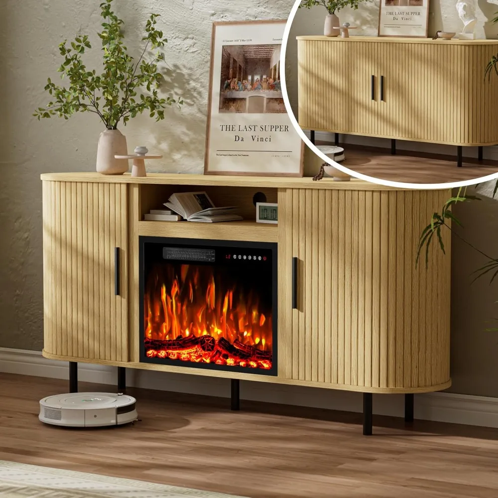 65" Fluted Fireplace TV Stand for TVs Up to 75 inches, Modern Entertainment Center with 23" Electric Fireplace, Wooden Curved TV
65" Fluted Fireplace TV Stand for TVs Up to 75 inches, Modern Entertainment Center with 23" Electric Fireplace, Wooden Curved TV