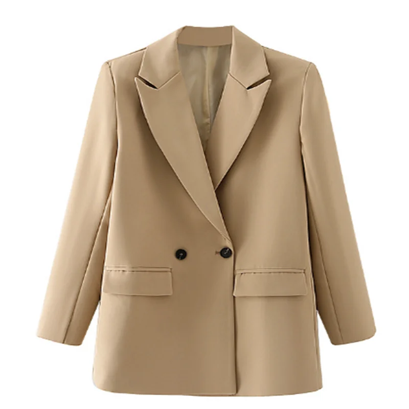 Women Fashion Double Breasted Loose Fitting Blazer Coat Vintage Long Sleeve Pockets Female Outerwear Chic Veste Femme
Women Fashion Double Breasted Loose Fitting Blazer Coat Vintage Long Sleeve Pockets Female Outerwear Chic Veste Femme