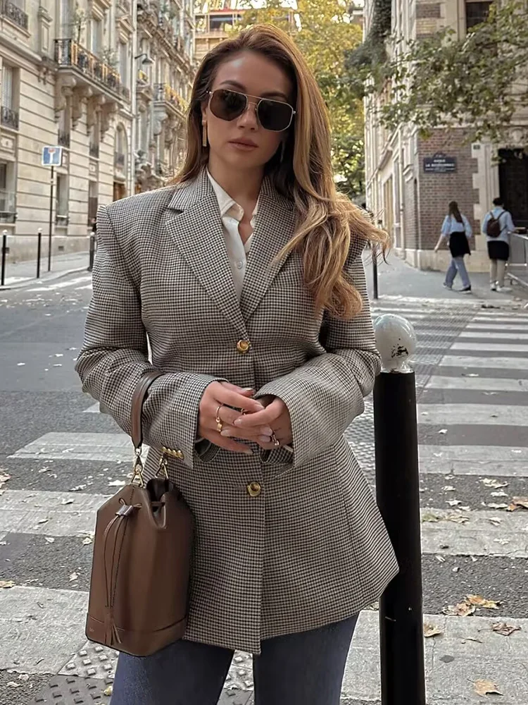 Willshela Women Fashion Plaid Single Breasted Blazer Vintage Notched Neck Long Sleeves Female Chic Lady Outfits
Willshela Women Fashion Plaid Single Breasted Blazer Vintage Notched Neck Long Sleeves Female Chic Lady Outfits