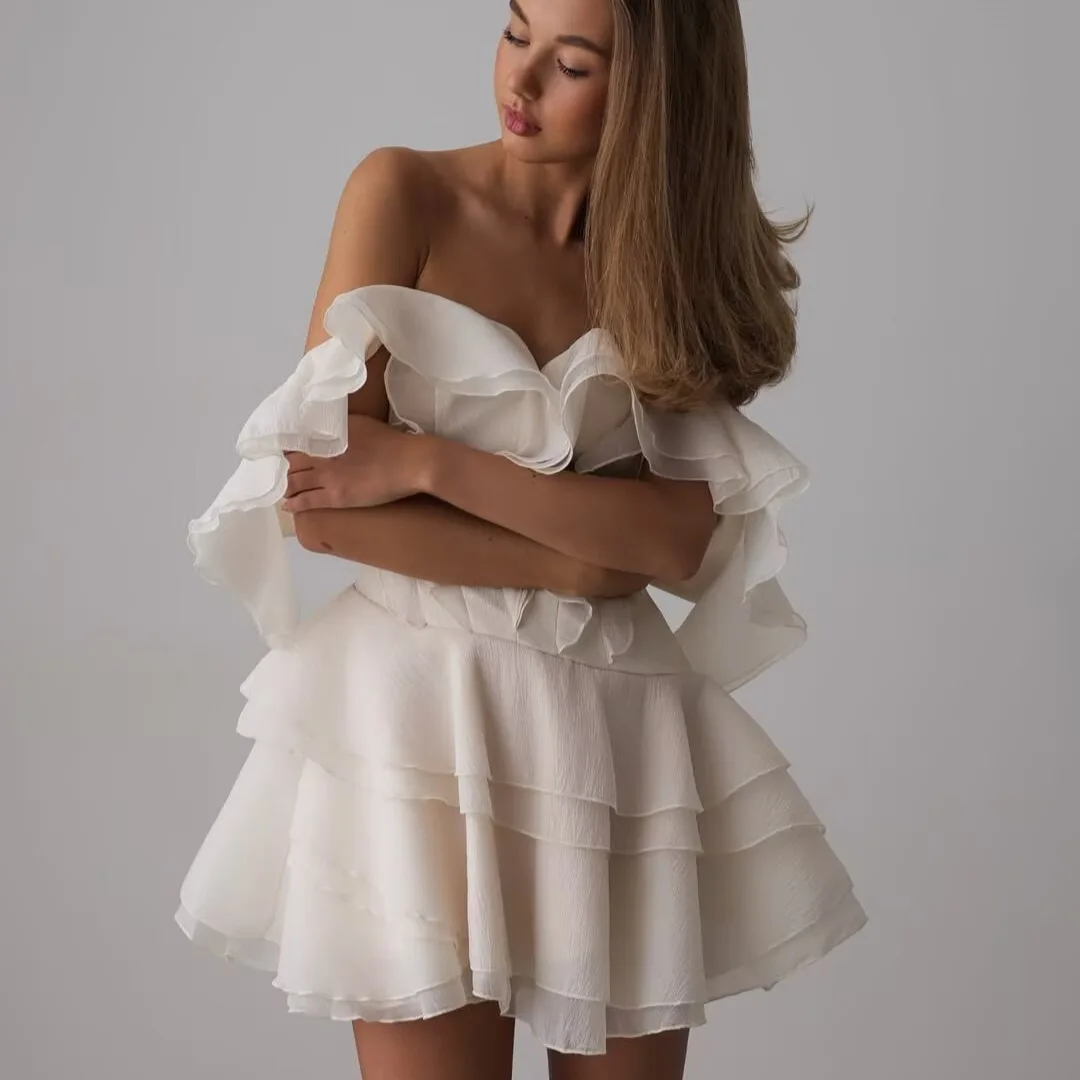 Elegant Fly Sleeve Ruffled Mini Dresses for Women Chic V Neck High Waist Female Short Dress 2026 Summer New Slim A Line Vestidos
Elegant Fly Sleeve Ruffled Mini Dresses for Women Chic V Neck High Waist Female Short Dress 2026 Summer New Slim A Line Vestidos
