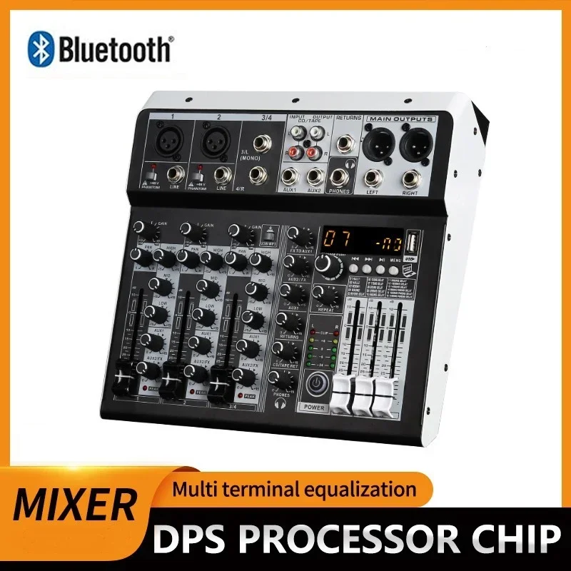 Audio Mixer Sound 2x Mono Stereo Input Professional 4 Channel Digital Mixing Console for DJ Studio Stage Performance
Audio Mixer Sound 2x Mono Stereo Input Professional 4 Channel Digital Mixing Console for DJ Studio Stage Performance