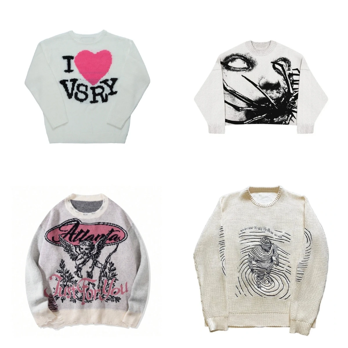 Unisex Retro Hip-hop Gothic Punk Cartoon Style Pullover Knitted Sweater Y2K Harajuku Street Fashion Spring Casual Wear
Unisex Retro Hip-hop Gothic Punk Cartoon Style Pullover Knitted Sweater Y2K Harajuku Street Fashion Spring Casual Wear