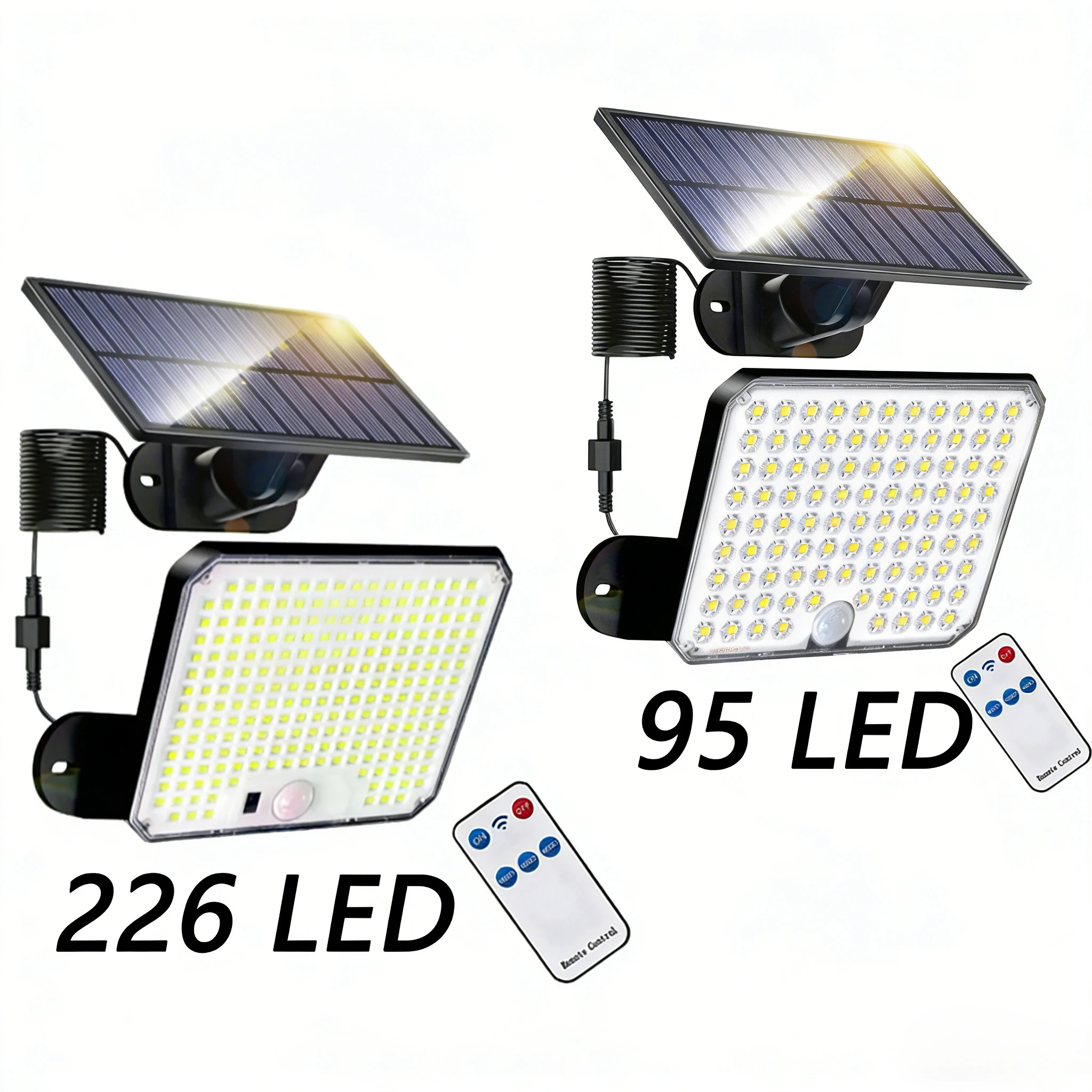 95 LEDs Flood Lights with 9.84 ft Cable Remote Control Solar Motion Sensor Outdoor Lights 3 Modes Solar Powered Security Lights
95 LEDs Flood Lights with 9.84 ft Cable Remote Control Solar Motion Sensor Outdoor Lights 3 Modes Solar Powered Security Lights