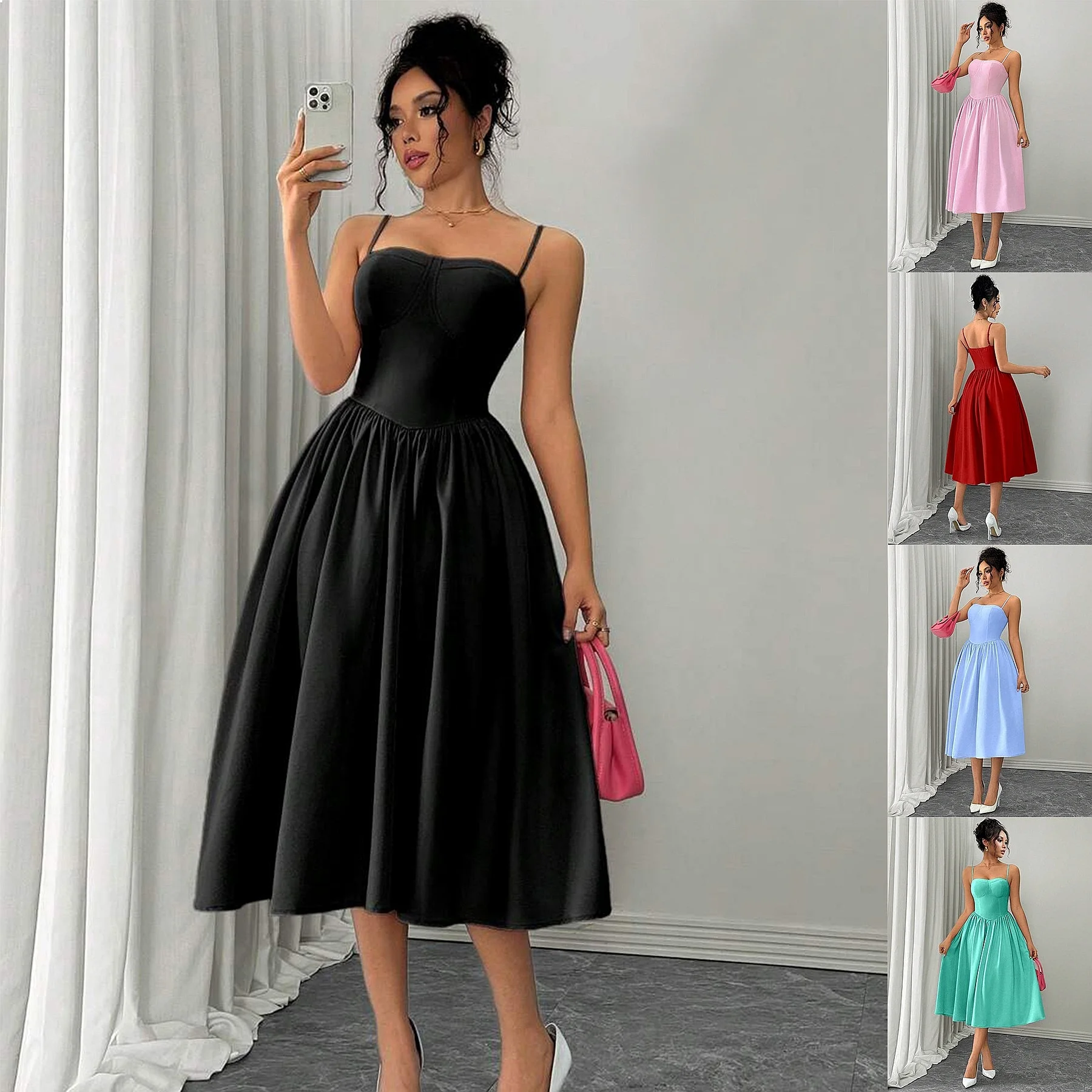 Pure Color Sleeveless Dress Casual Elegant Sling Dress Summer Dresses Jumpsuit Playsuit
Pure Color Sleeveless Dress Casual Elegant Sling Dress Summer Dresses Jumpsuit Playsuit