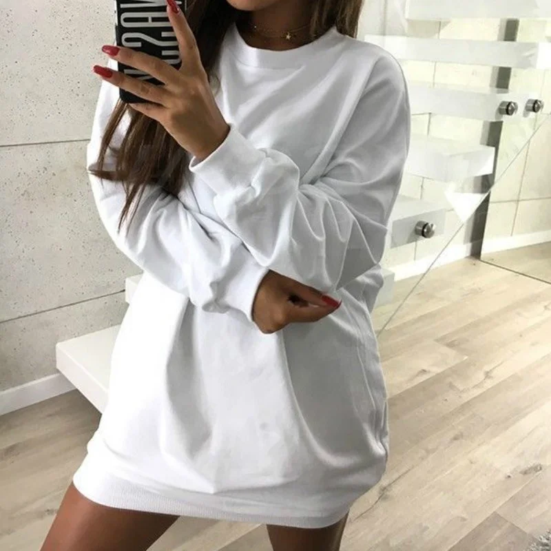 Autumn Winter Women's Casual Round Neck Hoodies Pullover Female Solid Medium Length Sweatershirt Dress For Women
Autumn Winter Women's Casual Round Neck Hoodies Pullover Female Solid Medium Length Sweatershirt Dress For Women