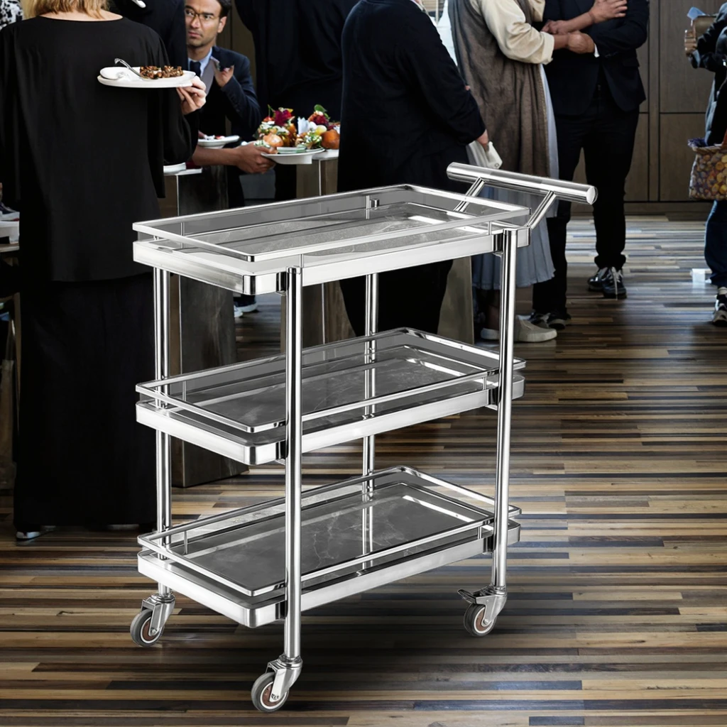 Silver Stainless Steel Dining Car Hotel Catering Service Car 10L Capacity Multi-use Buffet Server Luxury Commercial Three-layer
Silver Stainless Steel Dining Car Hotel Catering Service Car 10L Capacity Multi-use Buffet Server Luxury Commercial Three-layer