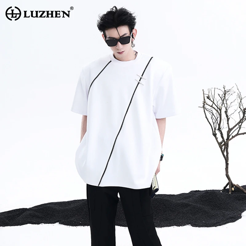 LUZHEN Metal Decorate Design Plain Short Sleeved T-shirt Original Stylish Street High Quality Men's Tops Free Shipping LZ4379
LUZHEN Metal Decorate Design Plain Short Sleeved T-shirt Original Stylish Street High Quality Men's Tops Free Shipping LZ4379