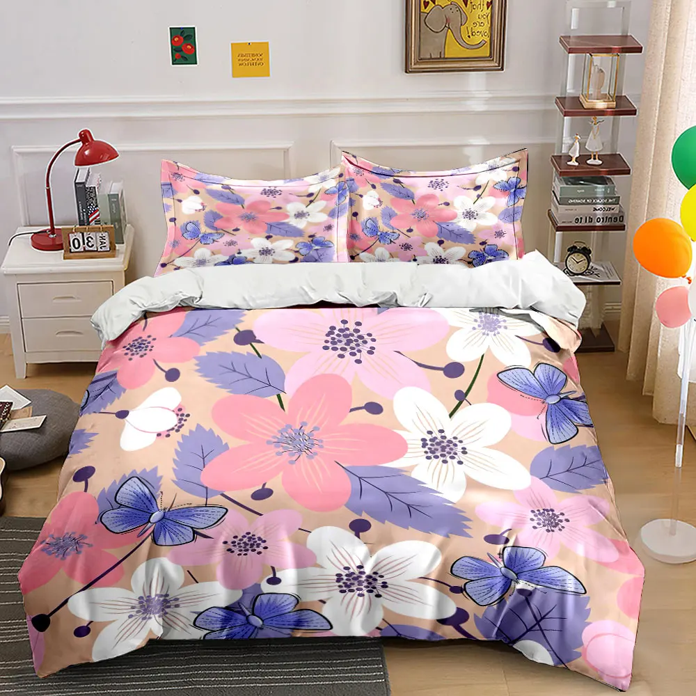 Colorful flowers and blue butterflies Pattern Duvet Cover Set Digital Print Colorful Polyester Bedding with Zipper Closur
Colorful flowers and blue butterflies Pattern Duvet Cover Set Digital Print Colorful Polyester Bedding with Zipper Closur