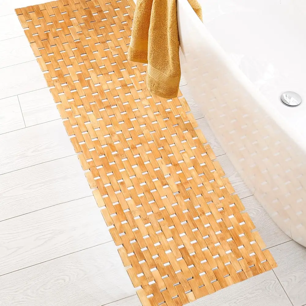 Bamboo Bath Mat Large Long Wood Bath Mat,16x48 Inch Non Slip Bamboo Shower Floor Mat Wooden Bathroom Mat for Bathtub,Spa,Door
Bamboo Bath Mat Large Long Wood Bath Mat,16x48 Inch Non Slip Bamboo Shower Floor Mat Wooden Bathroom Mat for Bathtub,Spa,Door
