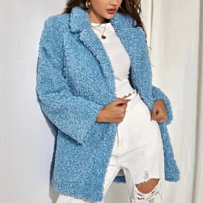 2025 Winter Fall Womens Blue Lamb Fur Warm Thick Outerwear Coat , Autumn Casual 4xl 3xl Suit Collar Coats Jackets for Women
2025 Winter Fall Womens Blue Lamb Fur Warm Thick Outerwear Coat , Autumn Casual 4xl 3xl Suit Collar Coats Jackets for Women