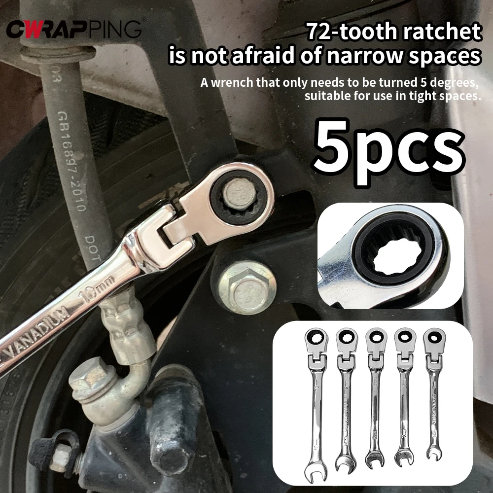 6mm-10mm 72-Tooth Ratcheting Wrench Spanner Socket Universal Flexible Reversible Head Combination Ratchet Wrench Keys for Car
6mm-10mm 72-Tooth Ratcheting Wrench Spanner Socket Universal Flexible Reversible Head Combination Ratchet Wrench Keys for Car