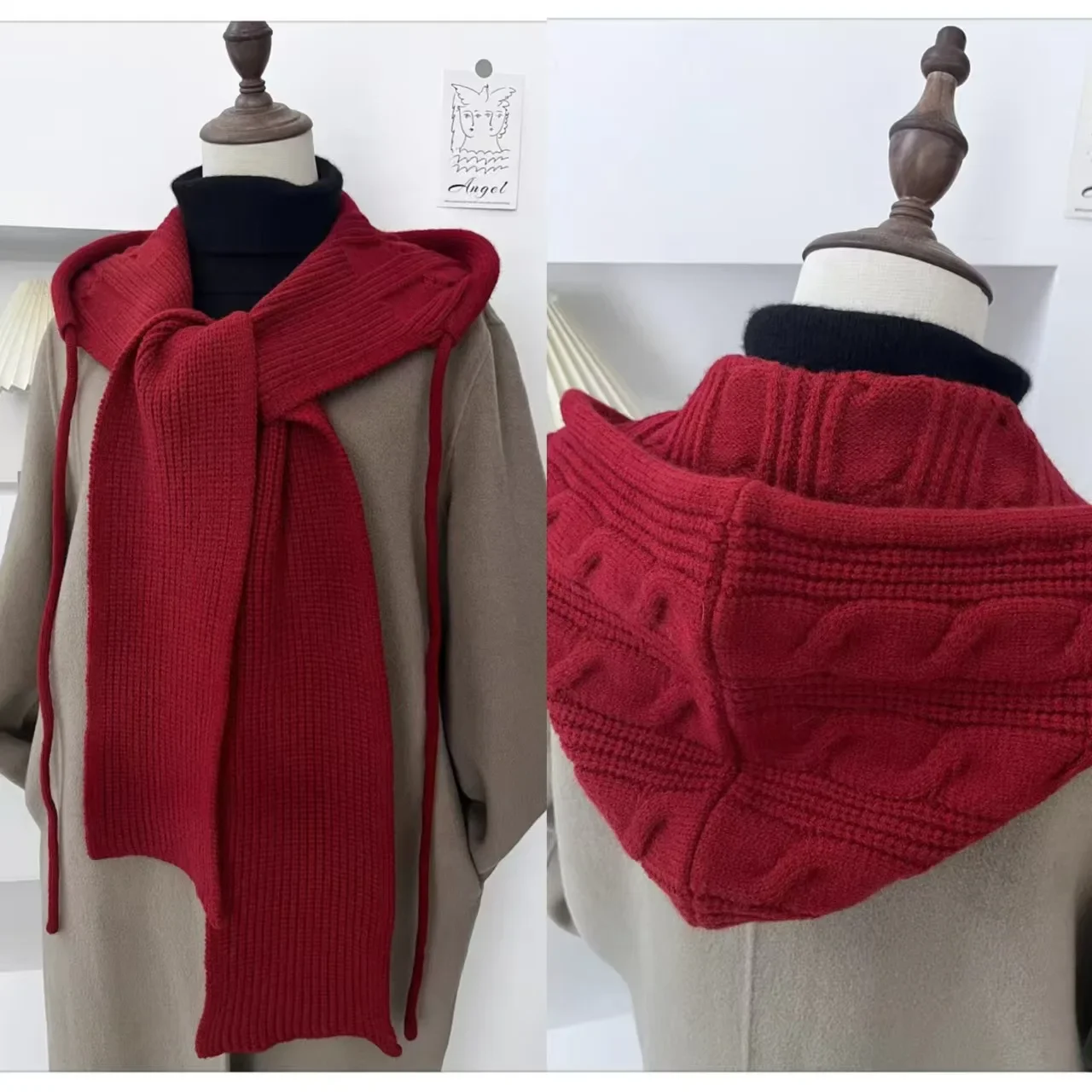 New Hooded Knitted Shawl for Women, Thick Autumn and Winter Vest with Drawstring Hood, Knitted Hat and Scarf Set for Layering
New Hooded Knitted Shawl for Women, Thick Autumn and Winter Vest with Drawstring Hood, Knitted Hat and Scarf Set for Layering