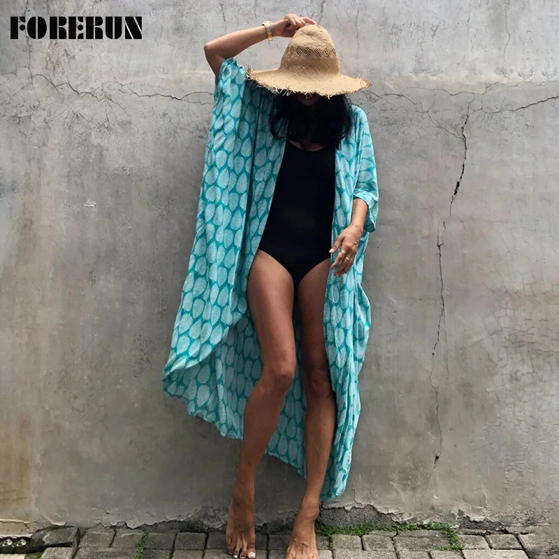 FORERUN Cape for Swimsuit Cover Up Women Leaves Printed Long Kimono Playa Cardigan Pareo Femme Beachwear Dropshipping
FORERUN Cape for Swimsuit Cover Up Women Leaves Printed Long Kimono Playa Cardigan Pareo Femme Beachwear Dropshipping