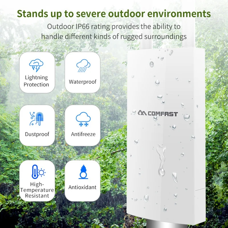 A56XQ COMFAST High Power 300Mbps PoE Outdoor Wifi Repeater 500MW Wireless Wi-Fi Range Extender Amplifier EU Plug
A56XQ COMFAST High Power 300Mbps PoE Outdoor Wifi Repeater 500MW Wireless Wi-Fi Range Extender Amplifier EU Plug