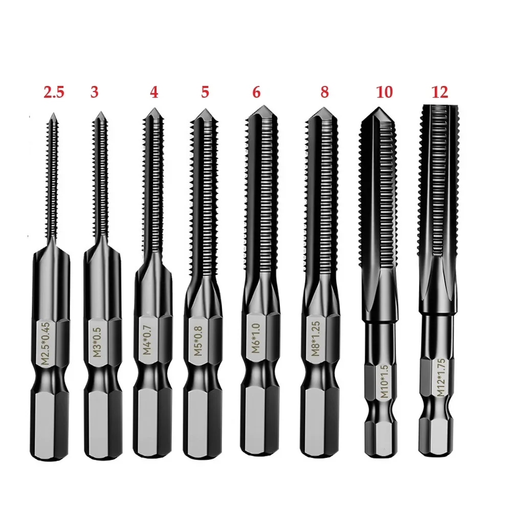 8pcs HSS Screw Tap Drill Bit Set Hex Shank Straight Flute Thread Machine Tap Hand Tools M2.5/M3/M4/M5/M6/M8/M10/M12
8pcs HSS Screw Tap Drill Bit Set Hex Shank Straight Flute Thread Machine Tap Hand Tools M2.5/M3/M4/M5/M6/M8/M10/M12