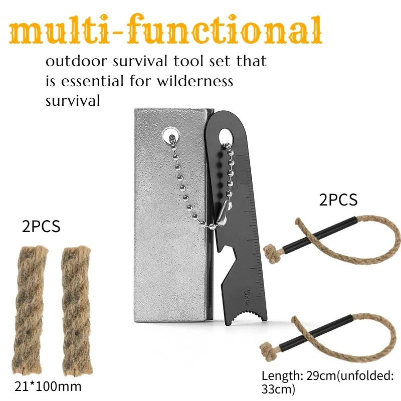 1Set Magnesium Block Flint Fire Rope Outdoor Survival Tools Multi-functional Essential Survival Equipment for The Wild
1Set Magnesium Block Flint Fire Rope Outdoor Survival Tools Multi-functional Essential Survival Equipment for The Wild