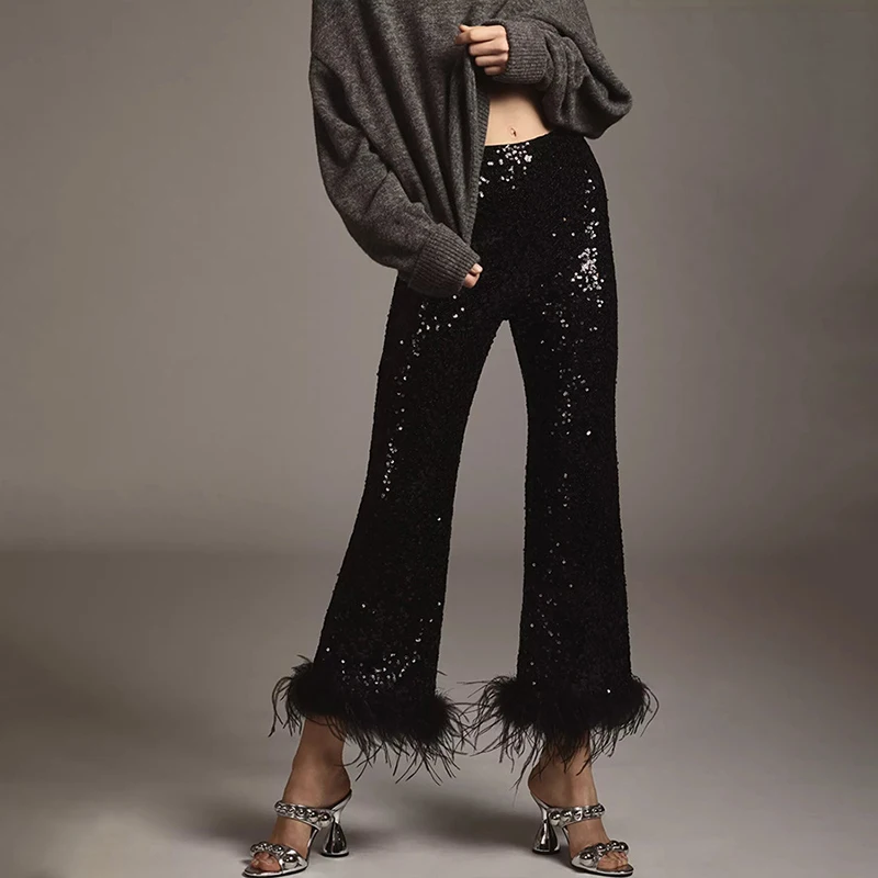 Брюки BKLD 2026 с блестками и перьями, модные, для вечеринок и ночных клубов, женский универсальный наряд, облегающие, подчеркивающие фигуру
Брюки BKLD 2026 с блестками и перьями, модные, для вечеринок и ночных клубов, женский универсальный наряд, облегающие, подчеркивающие фигуру