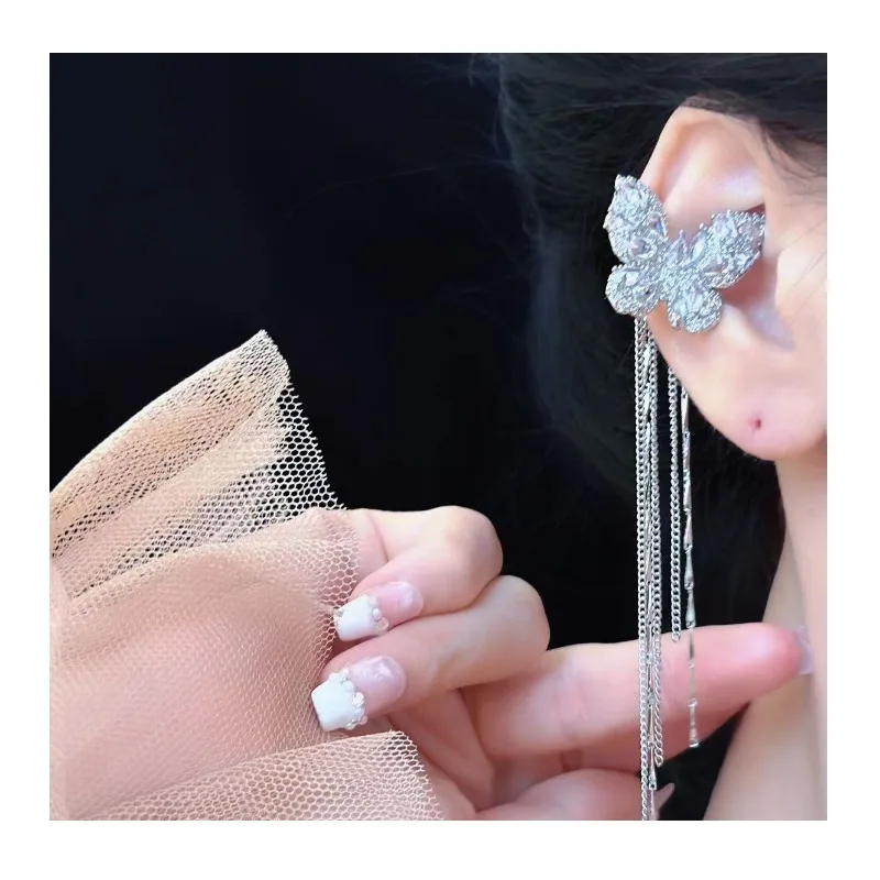 French Micro-inlaid Zircon Butterfly Tassel Without Ear Piercing Ear Bone Clip Women's Niche Light Luxury Temperament Fashionabl
French Micro-inlaid Zircon Butterfly Tassel Without Ear Piercing Ear Bone Clip Women's Niche Light Luxury Temperament Fashionabl