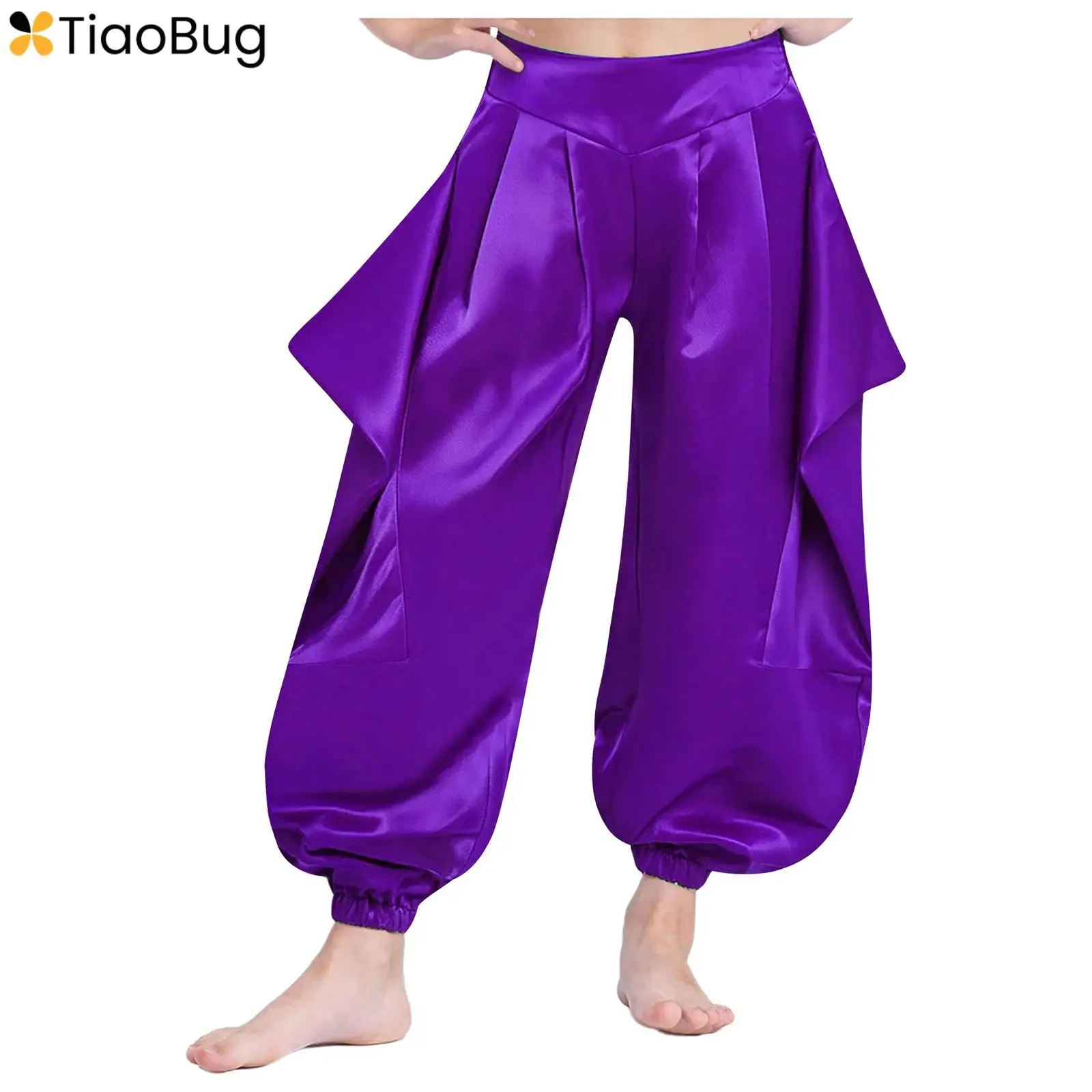 Kids Girls Belly Dance Harem Pants Solid Color Ruffled Half Elastic Waistband Pants for Indian Dancing Practice Performance Wear
Kids Girls Belly Dance Harem Pants Solid Color Ruffled Half Elastic Waistband Pants for Indian Dancing Practice Performance Wear