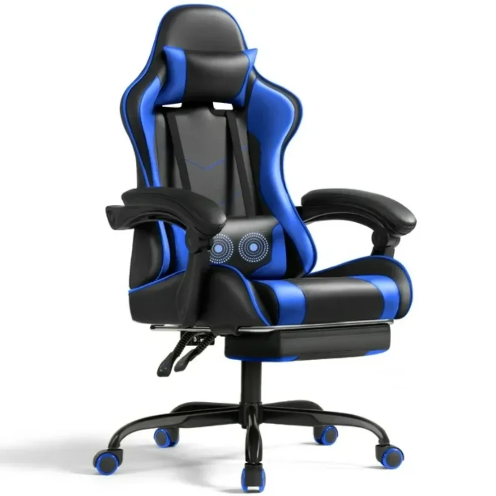 PU Leather Gaming Chair with Footrest & Lumbar Support Massage Ergonomic Gamer Chair Height Adjustable Computer Chair
PU Leather Gaming Chair with Footrest & Lumbar Support Massage Ergonomic Gamer Chair Height Adjustable Computer Chair