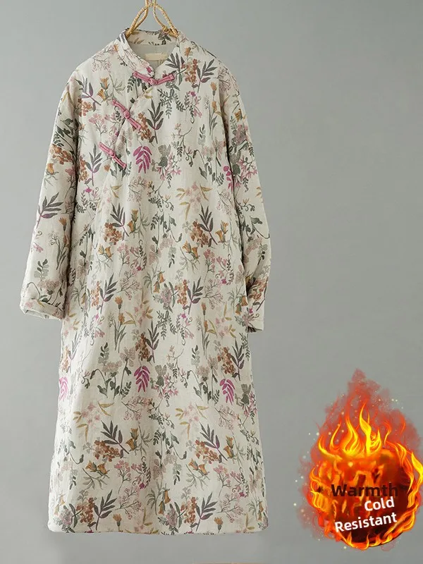 Художественное винтажное хлопковое пальто женское, длинное, с воротником-стойкой, на пуговицах, с цветочным принтом, традиционная китайская вышивка, элегантный стиль
Художественное винтажное хлопковое пальто женское, длинное, с воротником-стойкой, на пуговицах, с цветочным принтом, традиционная китайская вышивка, элегантный стиль