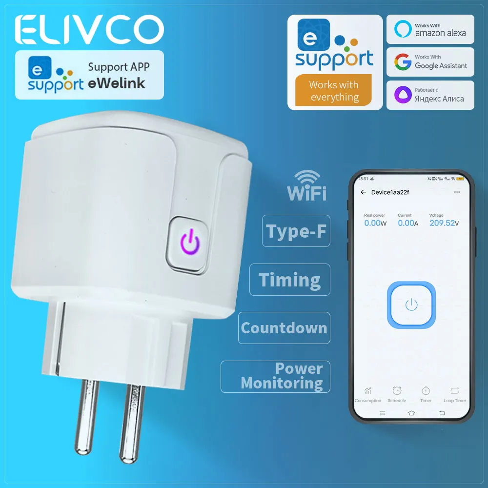 Умная розетка eWelink с Wi-Fi, функцией таймера/счета обратного отсчета/мониторинга энергопотребления, поддерживает Home Assistant/Google Assistant/Alexa/Smartthing
Умная розетка eWelink с Wi-Fi, функцией таймера/счета обратного отсчета/мониторинга энергопотребления, поддерживает Home Assistant/Google Assistant/Alexa/Smartthing