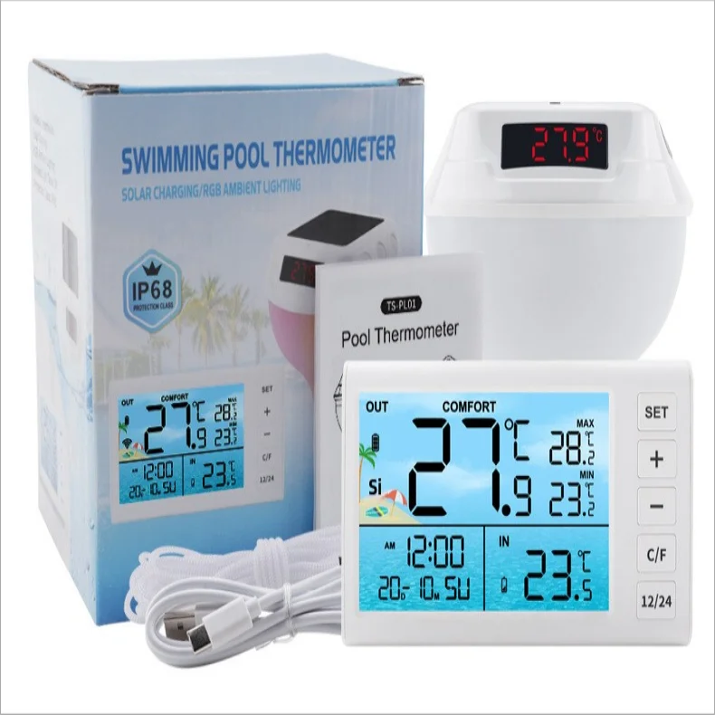 Умный беспроводной термометр для бассейна с солнечной энергией и светодиодным дисплеем IP68 Водонепроницаемый плавающий термометр для воды
Умный беспроводной термометр для бассейна с солнечной энергией и светодиодным дисплеем IP68 Водонепроницаемый плавающий термометр для воды