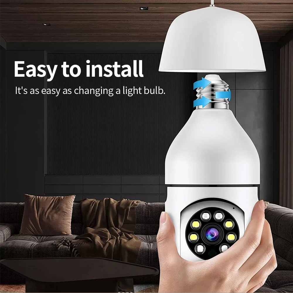 1080P/2MP HD Smart PTZ WiFi Bulb Camera 360° Pan/Tilt Motion Alarm Two-Way Talk Night Vision for Home Wireless Security Monitor
1080P/2MP HD Smart PTZ WiFi Bulb Camera 360° Pan/Tilt Motion Alarm Two-Way Talk Night Vision for Home Wireless Security Monitor