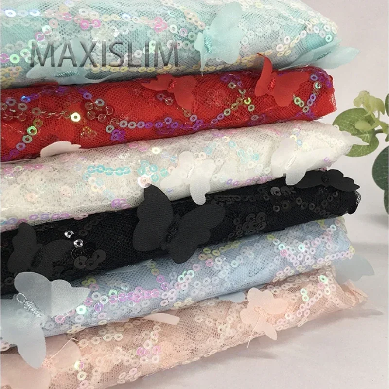DIY 3MM Mesh Sequin Fabric 3D Butterfly Embroidered Glitter Fabric Party Wedding Dress Children's Clothing Specialized Fabric
DIY 3MM Mesh Sequin Fabric 3D Butterfly Embroidered Glitter Fabric Party Wedding Dress Children's Clothing Specialized Fabric