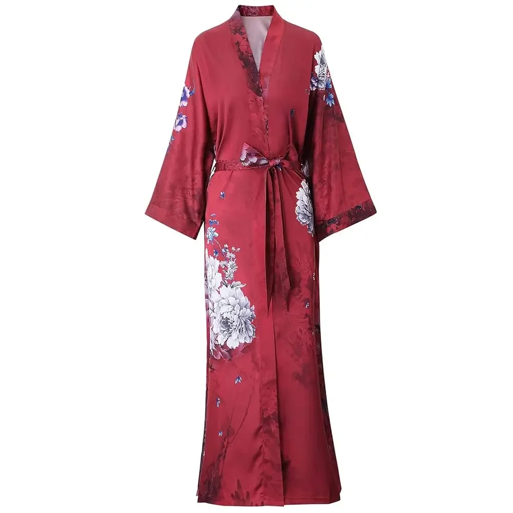 Women's Long Kimono Robe Floral Silk Robe Satin Silky Bathrobe Sleepwear Bridesmaid Wedding Robes
Women's Long Kimono Robe Floral Silk Robe Satin Silky Bathrobe Sleepwear Bridesmaid Wedding Robes