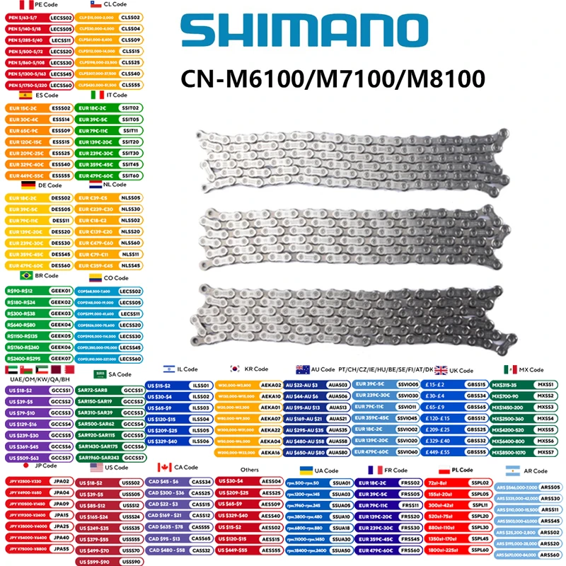 SHIMANO SLX M7100 M6100 M8100 12 Speed Chain 118/126 Link Mountain Bike Bicycle Chain CN M7100 MTB 12Speed With Quick-link
SHIMANO SLX M7100 M6100 M8100 12 Speed Chain 118/126 Link Mountain Bike Bicycle Chain CN M7100 MTB 12Speed With Quick-link