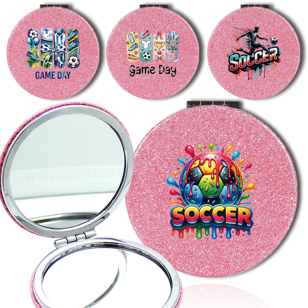 Pink Glitter Compact Mirror Double-Sided Foldable Pocket Mirror Portable Round Makeup Mirror For Travel Soccer Pattern
Pink Glitter Compact Mirror Double-Sided Foldable Pocket Mirror Portable Round Makeup Mirror For Travel Soccer Pattern