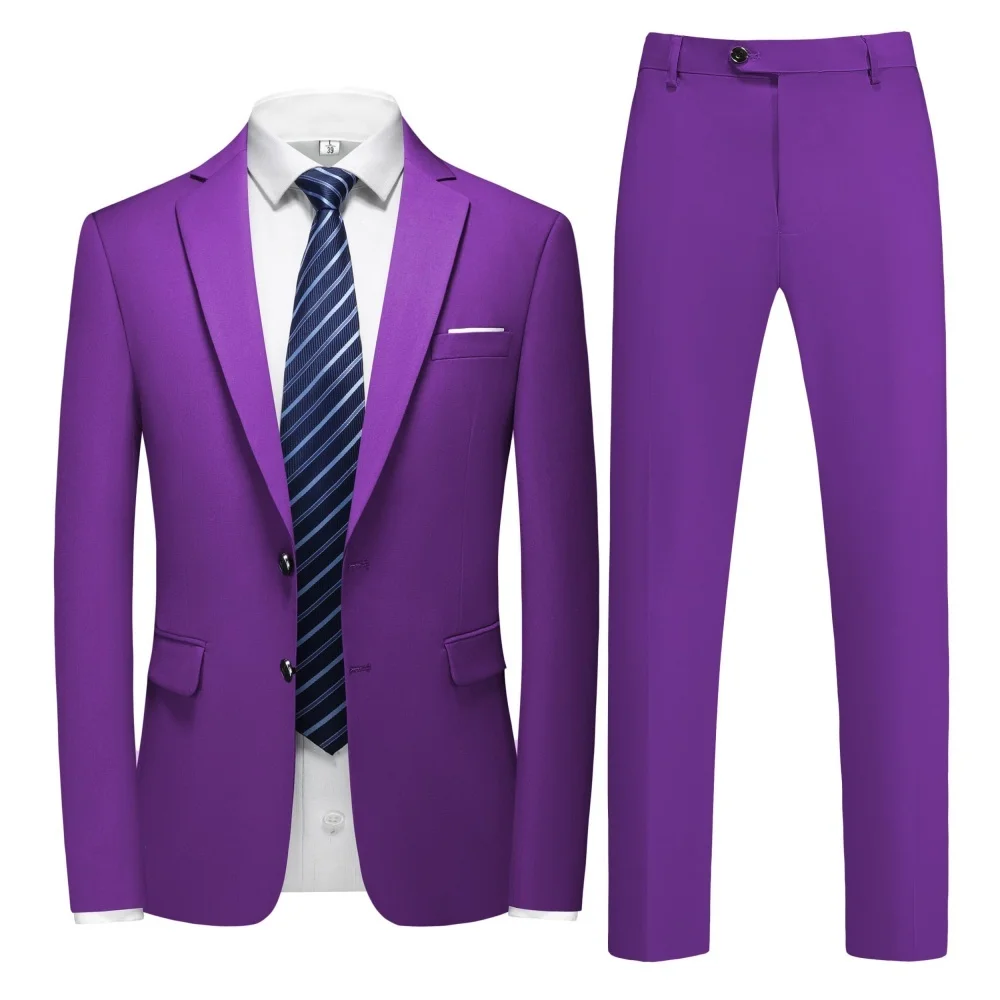Men's Smart Casual Slim-fit Two-button Business Suit Professional Work Formal Two-piece Set Jacket Trousers Included 
Men's Smart Casual Slim-fit Two-button Business Suit Professional Work Formal Two-piece Set Jacket Trousers Included