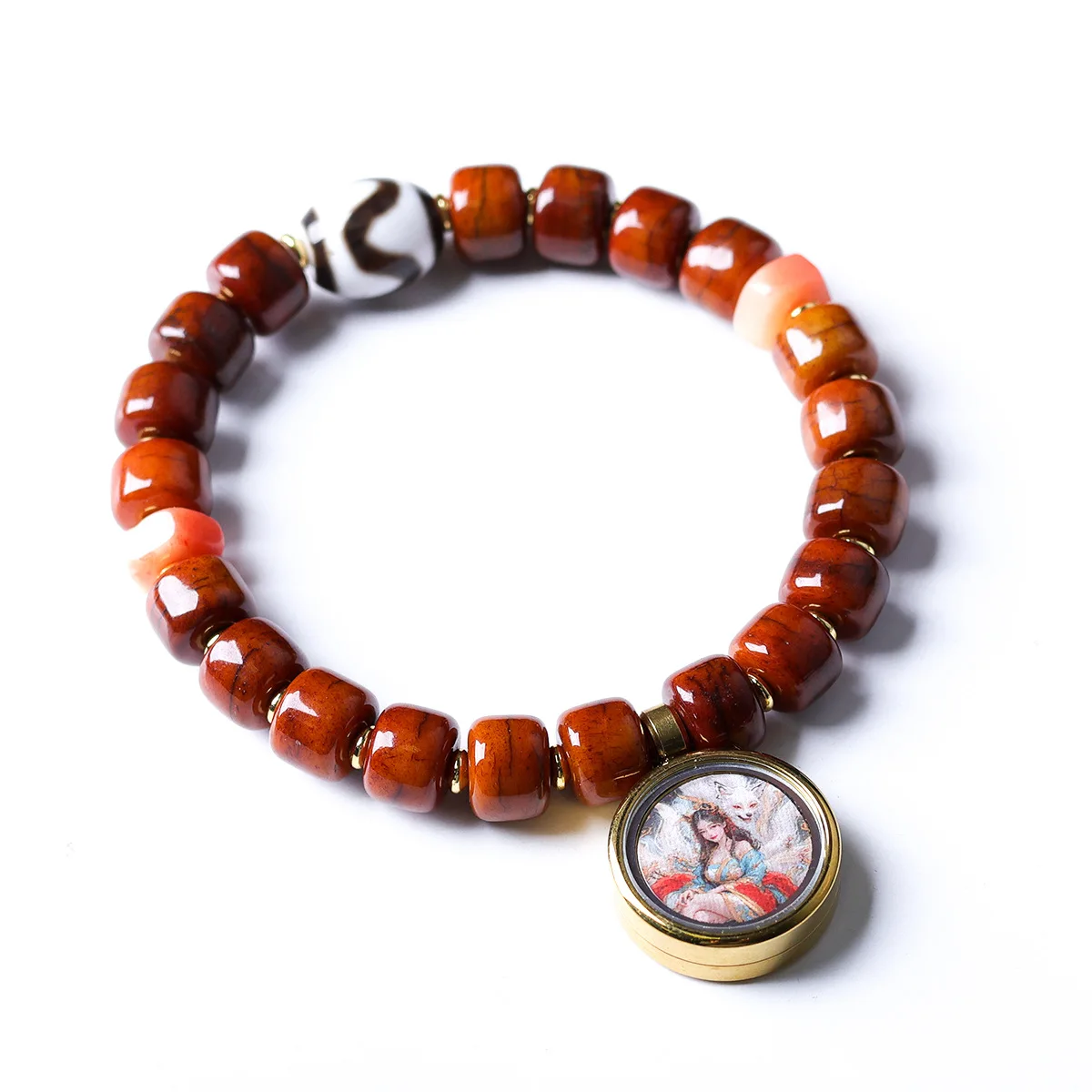 Tibetan Style Bone Tiger Tooth Dzi Bead Bracelet 2026 Nine-Tailed Fox Thangka Prayer Beads Lucky Wristband Gifts
Tibetan Style Bone Tiger Tooth Dzi Bead Bracelet 2026 Nine-Tailed Fox Thangka Prayer Beads Lucky Wristband Gifts