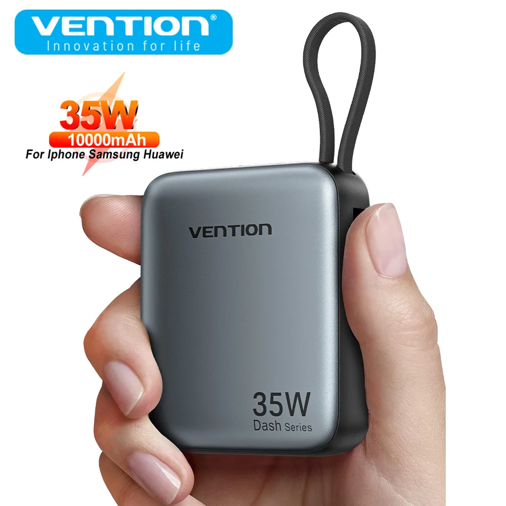 Мини-Power Bank Vention 35 Вт, 10000 мАч, портативное зарядное устройство с быстрой зарядкой, встроенный кабель USB-C для iPhone 16 Pro Max Huawei
Мини-Power Bank Vention 35 Вт, 10000 мАч, портативное зарядное устройство с быстрой зарядкой, встроенный кабель USB-C для iPhone 16 Pro Max Huawei
