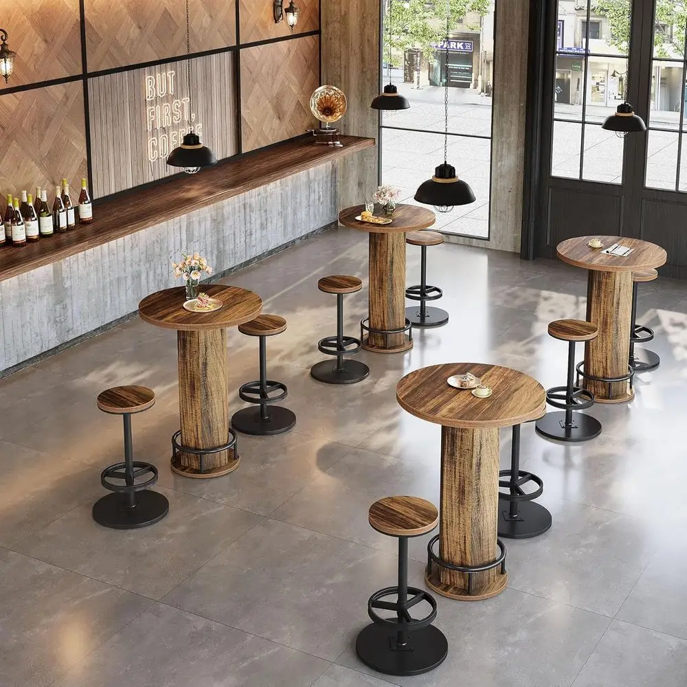 Rustic Brown & Black 4-Seat Commercial Dining Set, 23.6 Heavy Duty Bar Table with Chairs
Rustic Brown & Black 4-Seat Commercial Dining Set, 23.6 Heavy Duty Bar Table with Chairs