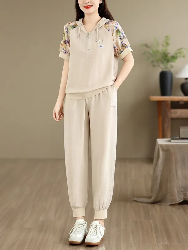 Summer Thin Casual Fashion Embroidered Short Sleeve T-Shirt Set Trendy Harem Pants Elastic Waist Two Piece Set Breathable Lig...
Summer Thin Casual Fashion Embroidered Short Sleeve T-Shirt Set Trendy Harem Pants Elastic Waist Two Piece Set Breathable Lig...