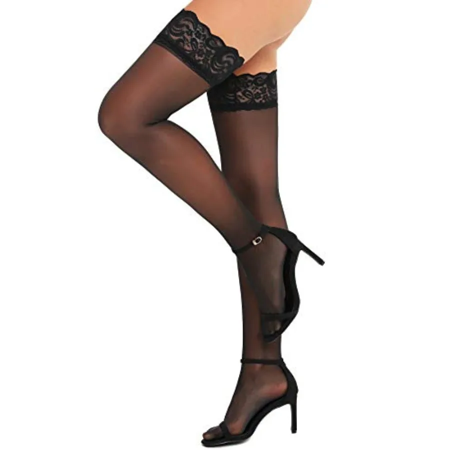 RSLOVE Women's Lace Top Thigh High Sheer Stockings Antiskid Silicone Ultra Shimmery Pantyhose
RSLOVE Women's Lace Top Thigh High Sheer Stockings Antiskid Silicone Ultra Shimmery Pantyhose