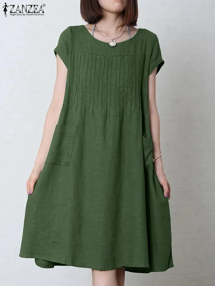 ZANZEA 2024 Summer Long Sundress Elegant Women Short Sleeve Loose Dresses Casual A-line Midi Vestidos Fashion Round Neck Robe
ZANZEA 2024 Summer Long Sundress Elegant Women Short Sleeve Loose Dresses Casual A-line Midi Vestidos Fashion Round Neck Robe
