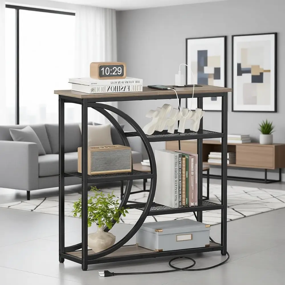 Узкий 5-уровневый прихожий столик с зарядной станцией, серый
Узкий 5-уровневый прихожий столик с зарядной станцией, серый