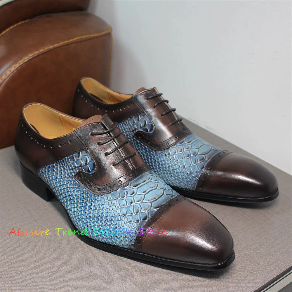 Men's Leather Shoes Pointed Toe Genuine Leather Snake Pattern Color Blocked Business Formal Casual Men Lace Up Leather Shoes
Men's Leather Shoes Pointed Toe Genuine Leather Snake Pattern Color Blocked Business Formal Casual Men Lace Up Leather Shoes