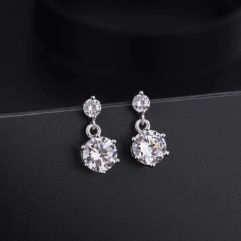 925 Sterling Silver Sparkling Diamond Earrings for Women Double Zircon Ear Stud Jewelry Accessories Wedding Party Gift
925 Sterling Silver Sparkling Diamond Earrings for Women Double Zircon Ear Stud Jewelry Accessories Wedding Party Gift