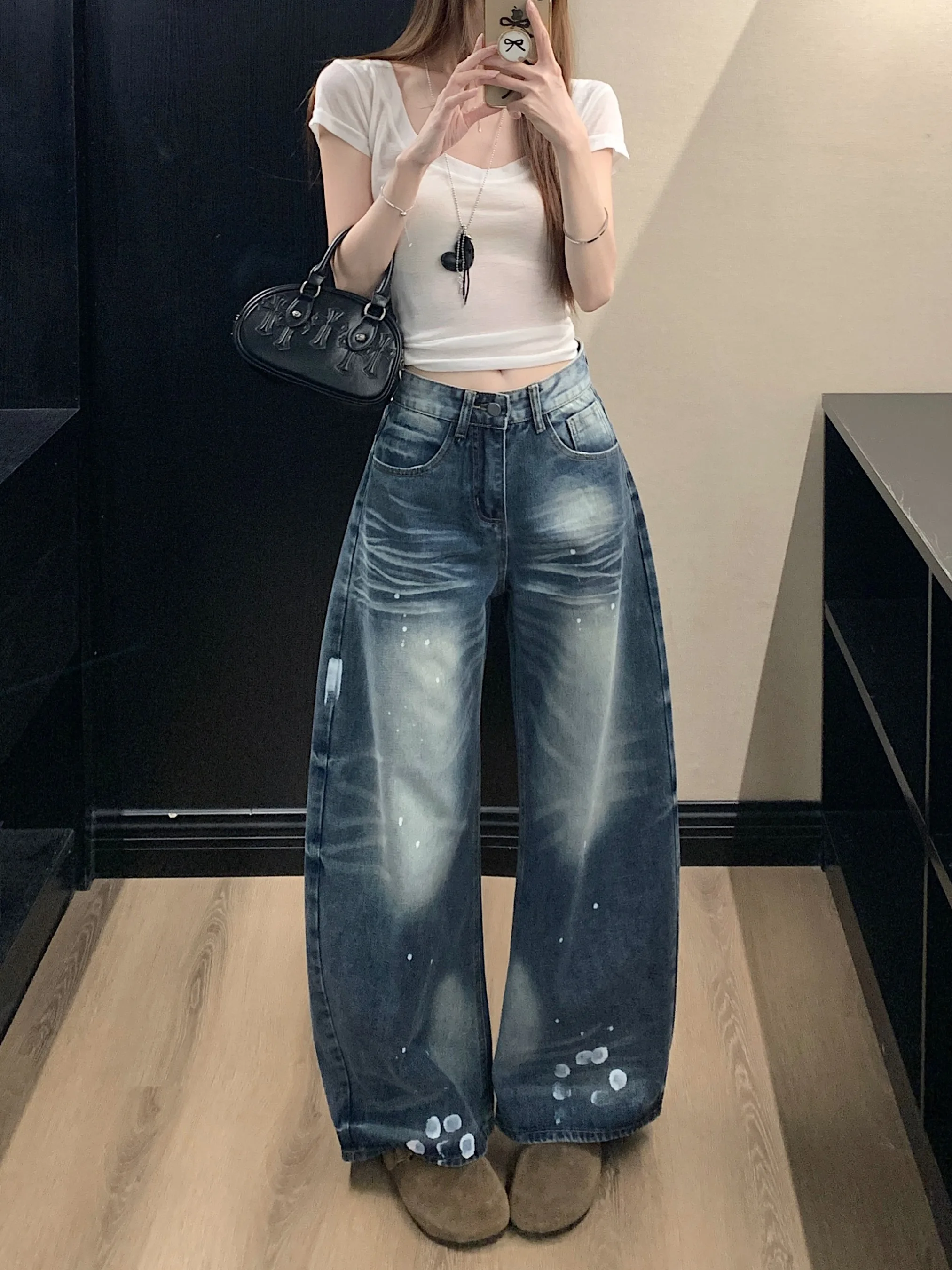 American Retro Blue Elegant Casual Denim Pants Women Summer Slim Wide Leg Pants Long Trousers High Waist Zipper Polyester Fiber
American Retro Blue Elegant Casual Denim Pants Women Summer Slim Wide Leg Pants Long Trousers High Waist Zipper Polyester Fiber