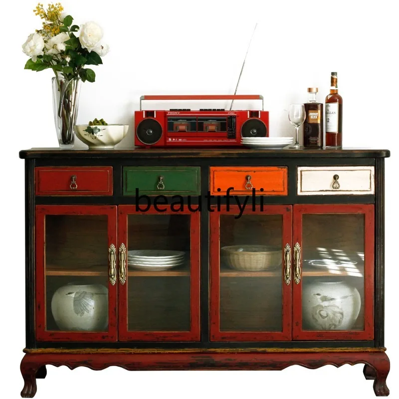 painted American side cabinet, solid wood European rural pastoral retro old dining cabinet, customized
painted American side cabinet, solid wood European rural pastoral retro old dining cabinet, customized