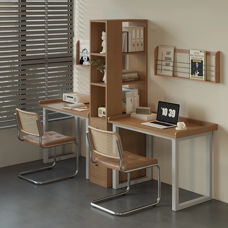 Solid wood desk bookcase integrated bedroom home simple double desk with bookshelf student study table corner
Solid wood desk bookcase integrated bedroom home simple double desk with bookshelf student study table corner