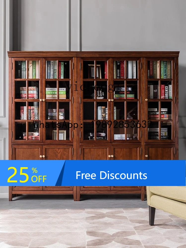 AA solid wood combination bookcase glass combination cabinet household vertical floor against the wall
AA solid wood combination bookcase glass combination cabinet household vertical floor against the wall