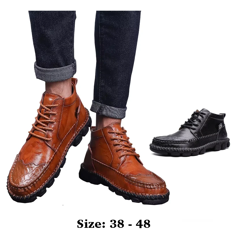 high quality leather casual boat shoes for men high top handmade lace up 2025 47 48 walking autumn winter shoe black brown
high quality leather casual boat shoes for men high top handmade lace up 2025 47 48 walking autumn winter shoe black brown