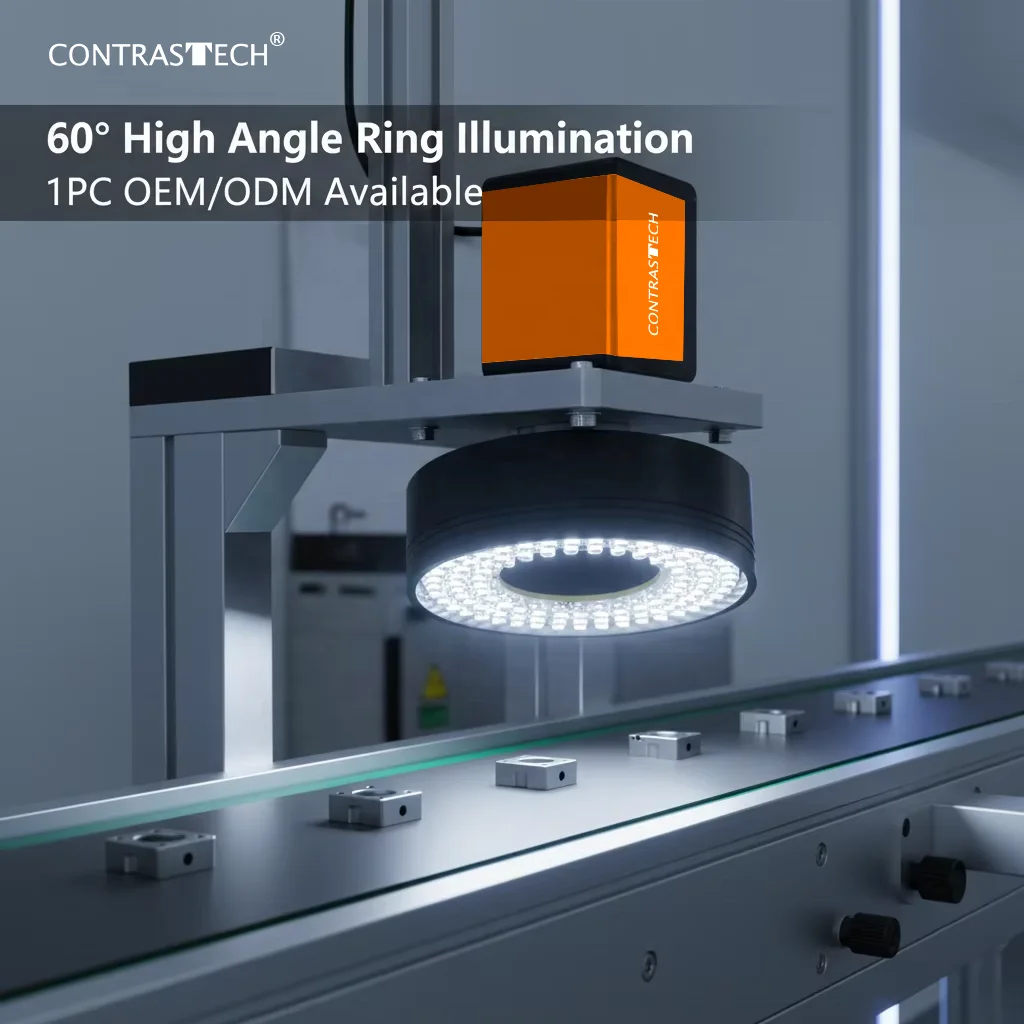 60° High Angle OD. 50mm 60mm 74mm Machine Vision LED Beads Illumination Ring Light for Lead Frame Inspection
60° High Angle OD. 50mm 60mm 74mm Machine Vision LED Beads Illumination Ring Light for Lead Frame Inspection
