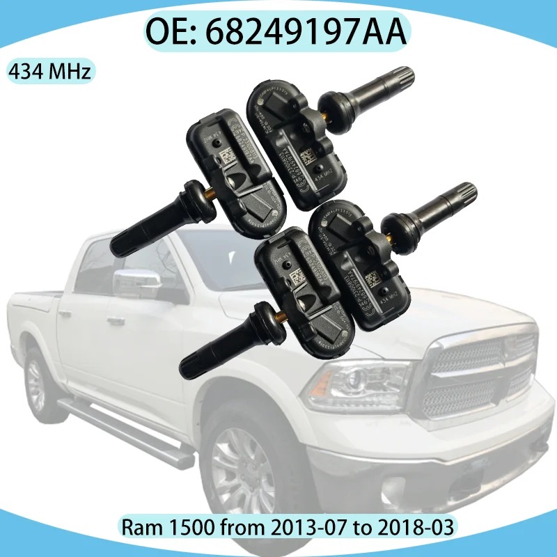4PCS 68249197AA 434MHZ Tire Pressure Sensor For Ram 1500 (from 2013-07 to 2018-03) Car TPMS 68157568AA 68239720AA 68324960AA
4PCS 68249197AA 434MHZ Tire Pressure Sensor For Ram 1500 (from 2013-07 to 2018-03) Car TPMS 68157568AA 68239720AA 68324960AA
